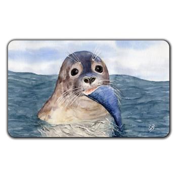 Breakfast board Watercolor Maritime Art Print Seal with fish Denmark North Sea Baltic Sea